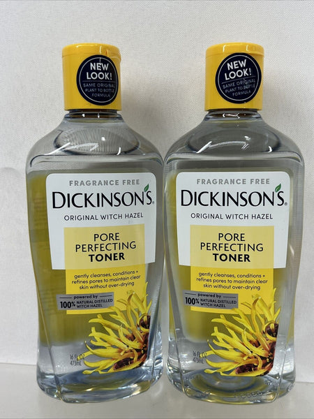 (2)  Dickinson's Witch Hazel Toner Pore Perfecting 16oz ,yellow