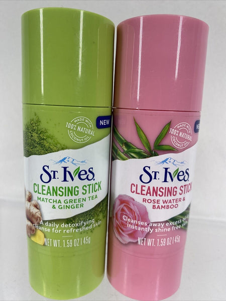 (2)  St Ives Cleansing Stick Rose Water & Bamboo Green Tea Ginger 1.59 oz
