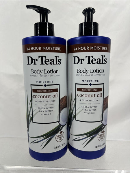 (2) Dr Teal's Moisture & Nourishing Coconut Oil Cocoa Butter Body Lotion￼ 18oz