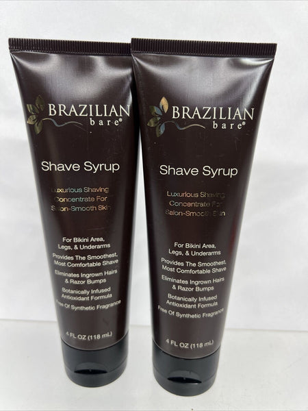 (2) Brazilian Bare Shave Syrup, For Bikini Area, Legs, & Underarms, 4 oz