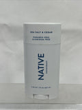 Native Natural Deodorant Sea Salt and Cedar  Aluminum Free 2.65 oz COMBINE SHIP!