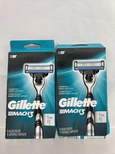 (2) Gillette Mach 3 men’s razor & Cartridge 3 Blade