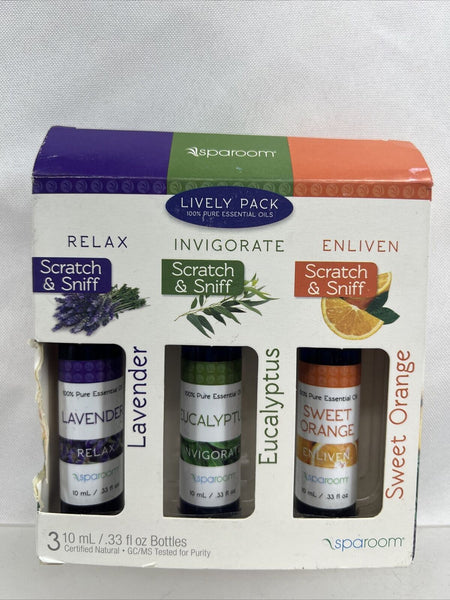 Sparoom Lively Pack 100% Pure Essential Oil Relax Lavender Eucalyptus￼￼ 3pk 10ml