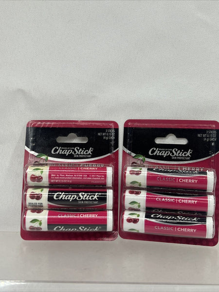 (2) Chap Stick 3 Sticks Each Classic Cherry