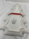 (2) HALLMARK CHRISTMAS TREE Serving PLATES CANDY COOKIE DISHES Cable Knit Green