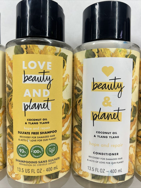 (2) Love Beauty And Planet HOPE & REPAIR Shampoo & Conditioner Set-13.5oz.