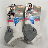(2) Hanes Sport Women Sz5-9 Cool Comfort No Show White Socks Arch Support 3 Pair
