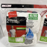 (2) Mens XL Hanes Tagless TShirts 2 Pack White 46-48”Comfort Soft Wicking 2135D2