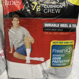 Hanes Men's Cushion Crew Socks 7-Pack White Size 6-12 Low Cotton Polyester