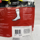 Hanes Men's Cushion Crew Socks 7-Pack White Size 6-12 Low Cotton Polyester