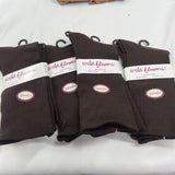 (4) Wild Flowers 9.5-12sz LADIES QUEEN SIZE Brown Trouser CREW SOCKS #648FQ