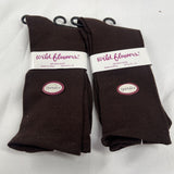 (4) Wild Flowers 9.5-12sz LADIES QUEEN SIZE Brown Trouser CREW SOCKS #648FQ