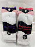 (2) Wild Flowers 9-11sz LADIES One SIZE Arch Support & CREW SOCKS Cushion 3 Pair