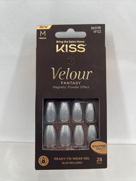 Kiss Nails Velour Fantasy Magnetic Powder Effect Glue Manicure Coffin Med Silver