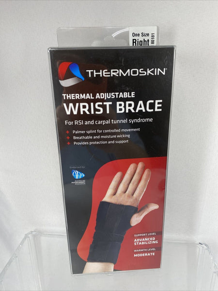 Thermoskin Adjustable Wrist Hand Brace Black Right One Size 80181 Rsi Carpal Tun