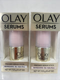 (2) Olay Pressed Serum Stick Hydrate Vitamin B3 Sake Kasu .47oz Refreshing Pink