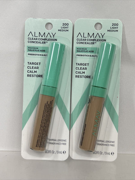 (2) 200 Light Medium Almay Clear Complexion Target Concealer Salicylic Acid Calm