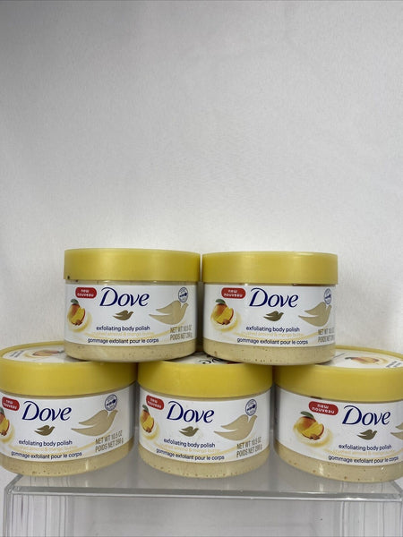 (5) Dove Body Scrub Exfoliating Polish Crushed Almond & Mango Butter 10.5oz