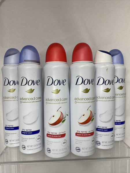 (6) Dove Advanced Care Apple & Original Antiperspirant Deodorant Dry Spray ￼3.8o