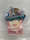 Conair Full Sz Shower Cap Sparkle & Dry Clear Teal Double Lined Glitter Spa