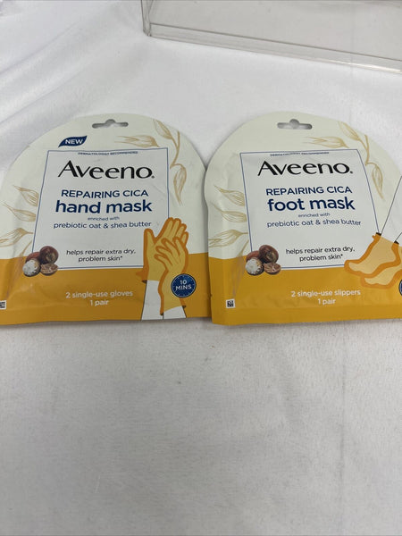 (2) Aveeno Repairing CICA Hand & Foot Mask with Prebiotic Oat Shea Butter 1 Pair