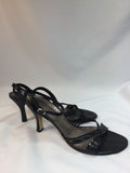 9.5 Gianni Bini Black Strap Sandal High Heel Kitten Short