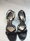 9.5 Gianni Bini Black Strap Sandal High Heel Kitten Short