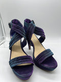 9 M Gianni Bini Purple Glitter Strap Sandal 4” High Heel Open Toe Platform Sling