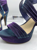 9 M Gianni Bini Purple Glitter Strap Sandal 4” High Heel Open Toe Platform Sling