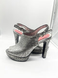 9.5 BCBGeneration Silver Studded Sling Back Sandal 4”+ High Heel Shoe Open Toe