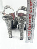 9.5 BCBGeneration Silver Studded Sling Back Sandal 4”+ High Heel Shoe Open Toe