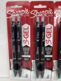 (4) Sharpie S-Gel BLACK Ink 0.7 Grip Retractable Gel Pen 2 pk COMBINE SHIP!