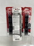 (4) Sharpie S-Gel BLACK Ink 0.7 Grip Retractable Gel Pen 2 pk COMBINE SHIP!