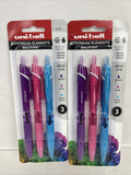 (2) Uni-ball 90195 BALLPOINT 1.0mm PINK VIOLET LIGHT BLUE Jetstream 3pk
