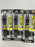 (3) PILOT BLACK G2 Premium Gel Roller Ball Pen Fine Point Ink 2pk COMBINE SHIP!
