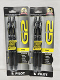 (3) PILOT BLACK G2 Premium Gel Roller Ball Pen Fine Point Ink 2pk COMBINE SHIP!