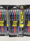 (3) PILOT Multicolor G2 Premium Gel Roller Ball Fine Point Ink Red Purple 5 Pen￼