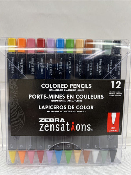 Zebra “Zensations” Mechanical Colored Click Pencils pink orange purple 12 Colors