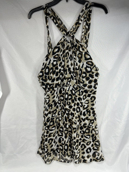 Bisou Bisou Sz 14 Black Leopard Dress Flowy Club Evening Beach Cover