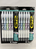 (2) Pilot G2 Gel Pen Fashion White Barrel Fine Point Assort Ink 5ct COMBINESHIP
