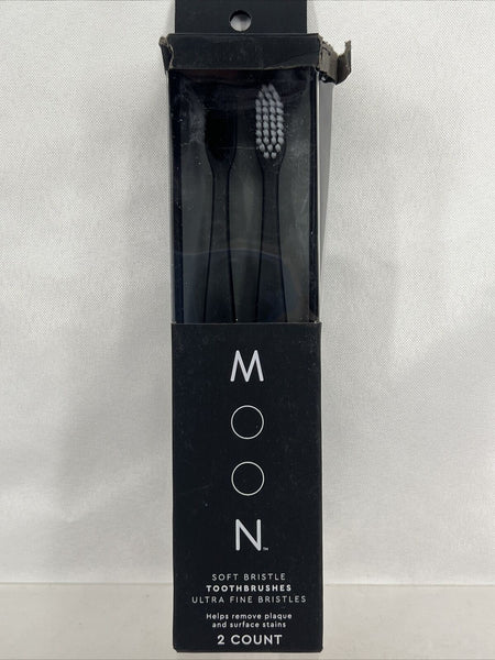 Moon Soft Bristle Toothbrushes Ultra Fine Tapered Bristles 2 Count Lightweight