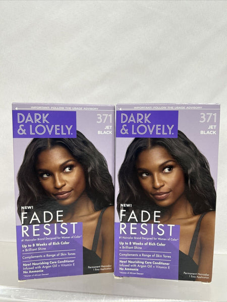 (2) Dark and Lovely 371 Jet Black SoftSheen-Carson ￼ Hair Color Fade Resist