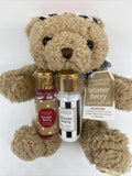 Brompton & Langley 7" Teddy Bear Winter Berry Lotion & Gel Gift set Valentine’s