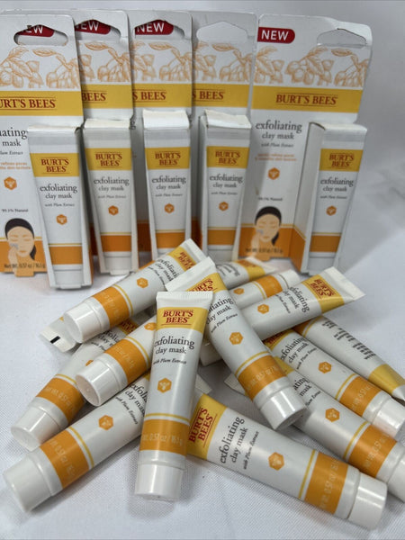 (14) Burt's Bees exfoliating Clay Mask 0.57 Oz Vitamin C Plum Acai 99% Natural