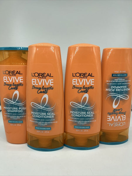 (4) L'Oreal Elvive Dream Lengths Curls Shampoo Conditioner Wavy Curly Hair 12.6o