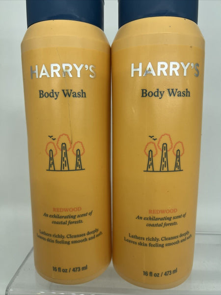 (2) Harry's Redwood Body Wash The Balanced Clean Foaming Lather Sandlewood 16oz