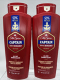 (2) Old Spice Red Collection Body Wash Shower Gel Captain Scent JUMBO SIZE 24oz