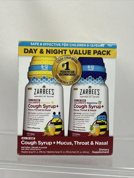 Zarbee's Children's Liquid Cough Syrup Mucus Day & Night Value Pack Grape 07/24