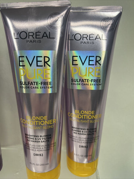(2) L'Oreal Ever Pure Color Care Iris Blonde Conditioner & Lotus Volume 8.5oz