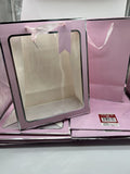 (25) Gift Bag Pink Clear Front 13” Holiday Baby Shower Easter Mother’s Day Lot